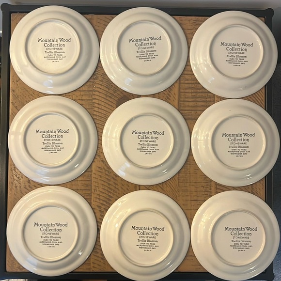 9 Vintage Mountain Wood Collection Side Plates - Stoneware - Picture 3 of 7